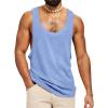 Runcati Mens Workout Tank Tops Sleeveless Shirt Muscle Gym Bodybuilding Fitness Training Loose Fit T Shirts(Sky Blue)