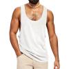 Runcati Mens Workout Tank Tops Sleeveless Shirt Muscle Gym Bodybuilding Fitness Training Loose Fit T Shirts(White)