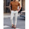 Mens Casual Slim Fit Basic Tops Short Sleeve Shirt Turtleneck T Shirts Rib Knitted Stretch Pullover Sweater(01 Brown)