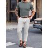 Mens Casual Slim Fit Basic Tops Short Sleeve Shirt Turtleneck T Shirts Rib Knitted Stretch Pullover Sweater(01 Gray)