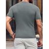 Mens Casual Slim Fit Basic Tops Short Sleeve Shirt Turtleneck T Shirts Rib Knitted Stretch Pullover Sweater(01 Gray)