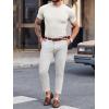 Mens Casual Slim Fit Basic Tops Short Sleeve Shirt Turtleneck T Shirts Rib Knitted Stretch Pullover Sweater(01 White)