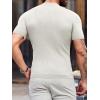 Mens Casual Slim Fit Basic Tops Short Sleeve Shirt Turtleneck T Shirts Rib Knitted Stretch Pullover Sweater(01 White)