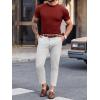 Mens Casual Slim Fit Basic Tops Short Sleeve Shirt Turtleneck T Shirts Rib Knitted Stretch Pullover Sweater(01 Wine Red)