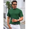 Mens Mock Turtleneck T Shirts Short Sleeve Cotton Basic Undershirt Relaxed Fit Lightweight Solid Pullover Tops(Army Green)