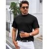 Mens Mock Turtleneck T Shirts Short Sleeve Cotton Basic Undershirt Relaxed Fit Lightweight Solid Pullover Tops(Black)