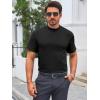 Mens Mock Turtleneck T Shirts Short Sleeve Cotton Basic Undershirt Relaxed Fit Lightweight Solid Pullover Tops(Black)