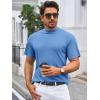 Mens Mock Turtleneck T Shirts Short Sleeve Cotton Basic Undershirt Relaxed Fit Lightweight Solid Pullover Tops(Blue)