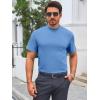 Mens Mock Turtleneck T Shirts Short Sleeve Cotton Basic Undershirt Relaxed Fit Lightweight Solid Pullover Tops(Blue)