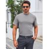 Mens Mock Turtleneck T Shirts Short Sleeve Cotton Basic Undershirt Relaxed Fit Lightweight Solid Pullover Tops(Gray)