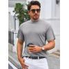 Mens Mock Turtleneck T Shirts Short Sleeve Cotton Basic Undershirt Relaxed Fit Lightweight Solid Pullover Tops(Gray)