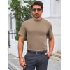 Mens Mock Turtleneck T Shirts Short Sleeve Cotton Basic Undershirt Relaxed Fit Lightweight Solid Pullover Tops(Khaki)