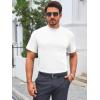 Mens Mock Turtleneck T Shirts Short Sleeve Cotton Basic Undershirt Relaxed Fit Lightweight Solid Pullover Tops(White)