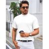 Mens Mock Turtleneck T Shirts Short Sleeve Cotton Basic Undershirt Relaxed Fit Lightweight Solid Pullover Tops(White)