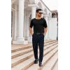 Runcati Mens Casual T Shirt Stretch Short Sleeve Knit Slim Fit Crew Neck Pullover Sweater Solid Basic Tops(Black)
