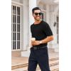 Runcati Mens Casual T Shirt Stretch Short Sleeve Knit Slim Fit Crew Neck Pullover Sweater Solid Basic Tops(Black)