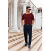 Runcati Mens Casual T Shirt Stretch Short Sleeve Knit Slim Fit Crew Neck Pullover Sweater Solid Basic Tops(Wine Red)