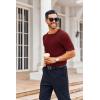 Runcati Mens Casual T Shirt Stretch Short Sleeve Knit Slim Fit Crew Neck Pullover Sweater Solid Basic Tops(Wine Red)