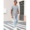 Runcati Men’s Casual T-Shirts Short Sleeve Crew Neck Summer Stretchy Shirt Textured Jacquard Tops(Grey)