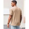 Runcati Men’s Casual T-Shirts Short Sleeve Crew Neck Summer Stretchy Shirt Textured Jacquard Tops(Light Khaki)