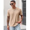 Runcati Men’s Casual T-Shirts Short Sleeve Crew Neck Summer Stretchy Shirt Textured Jacquard Tops(Light Khaki)