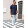 Runcati Men’s Casual T-Shirts Short Sleeve Crew Neck Summer Stretchy Shirt Textured Jacquard Tops(Navy)