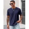 Runcati Men’s Casual T-Shirts Short Sleeve Crew Neck Summer Stretchy Shirt Textured Jacquard Tops(Navy)