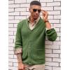 Runcati Mens Shawl Collar Cardigan Sweater Cable Knit Button Down Winter Chunky Sweaters with Pockets(Army Green)