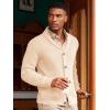 Runcati Mens Shawl Collar Cardigan Sweater Cable Knit Button Down Winter Chunky Sweaters with Pockets(Beige)