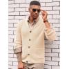 Runcati Mens Shawl Collar Cardigan Sweater Cable Knit Button Down Winter Chunky Sweaters with Pockets(Beige)