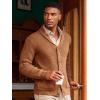 Runcati Mens Shawl Collar Cardigan Sweater Cable Knit Button Down Winter Chunky Sweaters with Pockets(Brown)