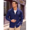 Runcati Mens Shawl Collar Cardigan Sweater Cable Knit Button Down Winter Chunky Sweaters with Pockets(Navy)