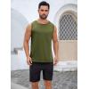 Runcati Mens Sleeveless Tank Tops Workout Cut Off Shirt Muscle Athletic Gym Summer Beach T Shirts(Army Green)