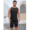Runcati Mens Sleeveless Tank Tops Workout Cut Off Shirt Muscle Athletic Gym Summer Beach T Shirts(Black)