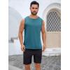 Runcati Mens Sleeveless Tank Tops Workout Cut Off Shirt Muscle Athletic Gym Summer Beach T Shirts(Lake Blue)