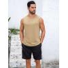 Runcati Mens Sleeveless Tank Tops Workout Cut Off Shirt Muscle Athletic Gym Summer Beach T Shirts(Light Khaki)