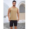 Runcati Mens Sleeveless Tank Tops Workout Cut Off Shirt Muscle Athletic Gym Summer Beach T Shirts(Light Khaki)