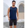 Runcati Mens Sleeveless Tank Tops Workout Cut Off Shirt Muscle Athletic Gym Summer Beach T Shirts(Navy)
