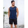 Runcati Mens Sleeveless Tank Tops Workout Cut Off Shirt Muscle Athletic Gym Summer Beach T Shirts(Navy)