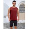 Runcati Mens Sleeveless Tank Tops Workout Cut Off Shirt Muscle Athletic Gym Summer Beach T Shirts(Wine Red)