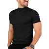 Mens Casual Slim Fit Basic Tops Short Sleeve Shirt Turtleneck T Shirts Rib Knitted Stretch Pullover Sweater(01 Black)
