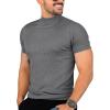 Mens Casual Slim Fit Basic Tops Short Sleeve Shirt Turtleneck T Shirts Rib Knitted Stretch Pullover Sweater(01 Gray)