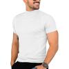 Mens Casual Slim Fit Basic Tops Short Sleeve Shirt Turtleneck T Shirts Rib Knitted Stretch Pullover Sweater(01 White)