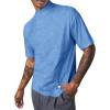 Mens Mock Turtleneck T Shirts Short Sleeve Cotton Basic Undershirt Relaxed Fit Lightweight Solid Pullover Tops(Blue)