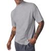 Mens Mock Turtleneck T Shirts Short Sleeve Cotton Basic Undershirt Relaxed Fit Lightweight Solid Pullover Tops(Gray)