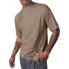 Mens Mock Turtleneck T Shirts Short Sleeve Cotton Basic Undershirt Relaxed Fit Lightweight Solid Pullover Tops(Khaki)