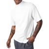 Mens Mock Turtleneck T Shirts Short Sleeve Cotton Basic Undershirt Relaxed Fit Lightweight Solid Pullover Tops(White)