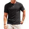 Runcati Men’s Casual T-Shirts Short Sleeve Crew Neck Summer Stretchy Shirt Textured Jacquard Tops(Black)