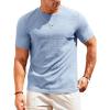 Runcati Men’s Casual T-Shirts Short Sleeve Crew Neck Summer Stretchy Shirt Textured Jacquard Tops(Sky Blue)