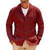 Runcati Mens Shawl Collar Cardigan Sweater Cable Knit Button Down Winter Chunky Sweaters with Pockets(Wine Red)